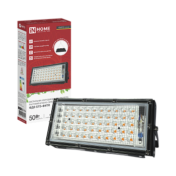 Прожектор светодиодный ФДО STD-ФИТО красно-синий спектр 50Вт IP65 черный IN HOME в Уссурийске