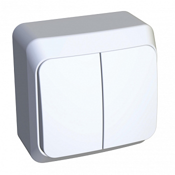 Выключатель двухклавишный ЭТЮД SE накладной с подсветкой белый в Уссурийске