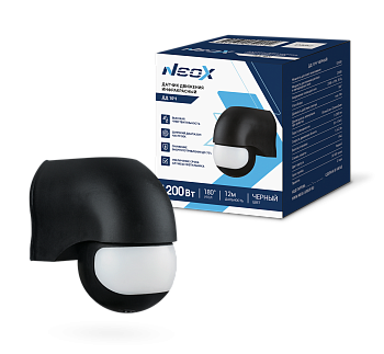 Датчик движения инфракрасный ДД 10Ч 1200Вт 180 гр. 12м IP44 черный NEOX в Уссурийске