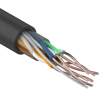 Кабель связи витая пара внешний НЕ экранированный UTP 4PR 24AWG, CAT5e, черный, бухта 305м REXANT (OUTDOOR) в Уссурийске