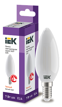 Лампа LED C35 свеча матовая 7Вт 230В 3000К E14 серия 360° IEK в Уссурийске