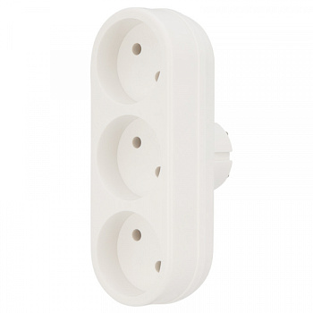 Тройник электрический линейный 6-10 А без заземления белый REXANT в Уссурийске