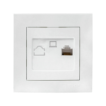 Розетка компьютерная одинарная Валенсия EKF белая в Уссурийске