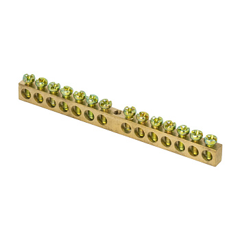 Шина PEN "ноль-земля" (6х9мм) 14 отверстий латунь крепеж по центру EKF PROxima в Уссурийске