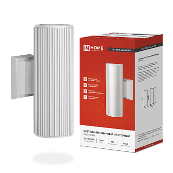 Светильник уличный настенный двусторонний НБУ LINE-2хA60-WH алюминиевый белый IP54 IN HOME в Уссурийске