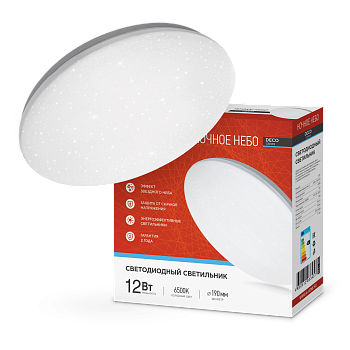 Светильник светодиодный серии DECO НОЧНОЕ НЕБО 12Вт 230В 6500К 1080Лм 210х65мм IN HOME в Уссурийске