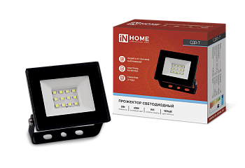 Прожектор светодиодный СДО-7 20Вт 230В 6500К IP65 черный IN HOME в Уссурийске