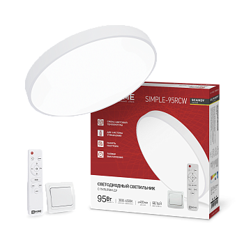 Светильник светодиодный SCANDY SIMPLE-95RCW 95Вт 230В 3000-6500K 7600Лм 400x50мм с пультом ДУ белый IN HOME в Уссурийске