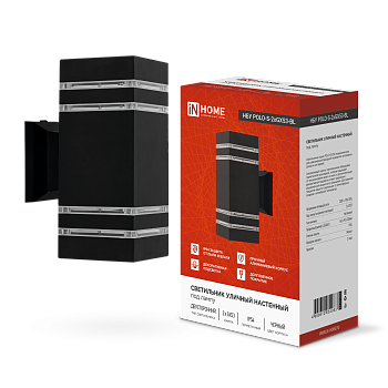 Светильник уличный настенный двусторонний НБУ POLO-S-2xGX53-BL алюминиевый черный IP54 IN HOME в Уссурийске