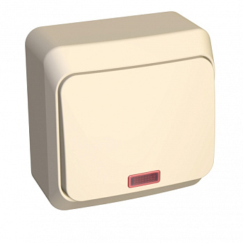 Выключатель одноклавишный ЭТЮД SE накладной с подсветкой крем в Уссурийске