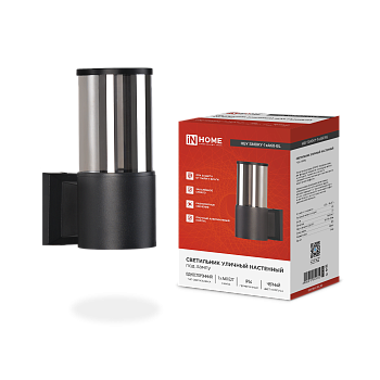 Светильник уличный настенный односторонний НБУ SMOKY-1хA60-BL алюминиевый черный IP54 IN HOME в Уссурийске
