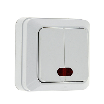 Рим Выключатель 2-клавишный с индикатором 10А белый EKF в Уссурийске