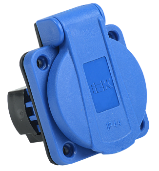 РП11-3 Розетка панельная 2Р+РЕ 16А с заземлением с крышкой IP44 синяя MAGNUM IEK в Уссурийске