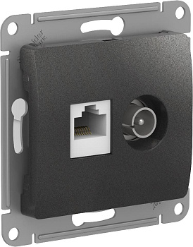 Розетка двойная ТВ+компьютерная RJ45, категории 5Е Glossa SE антрацит в Уссурийске