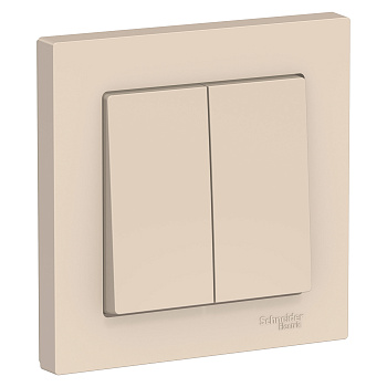 Выключатель двухклавишный AtlasDesign SE бежевый в сборе в Уссурийске