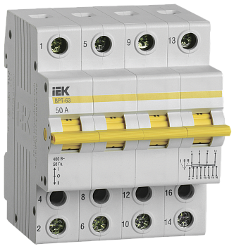 Выключатель-разъединитель трехпозиционный ВРТ-63 4P 50А IEK в Уссурийске