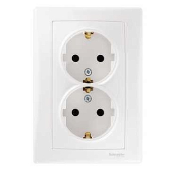 Розетка двойная SEDNA Schneider Electric с заземлением белая в Уссурийске