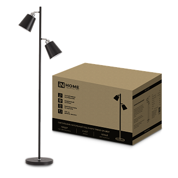 Светильник напольный под лампу ТНО 01-2-2хЕ27Ч 230В черный плафон, черный корпус IN HOME в Уссурийске