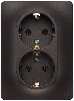 Розетка двойная Glossa SE с заземлением шоколад в сборе в Уссурийске