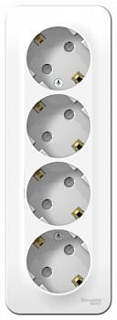 Розетка четырехместная BLANCA накладная с заземлением со шторками с изоляционной пластиной белая в Уссурийске