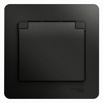 Розетка одинарная Glossa SE с крышкой с заземлением антрацит в сборе в Уссурийске