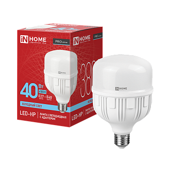 Лампа светодиодная LED-HP-PRO 40Вт 230В Е27 с адаптером E40 6500К 3800Лм IN HOME в Уссурийске