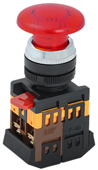 Кнопка AELA22 "Грибок" красная d22мм неон 240В 1з+1р IEK в Уссурийске