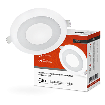 Панель светодиодная встраиваемая круглая RLP-BL 6Вт 230В 4000К 350Лм 105мм с подсветкой белая IP20 IN HOME в Уссурийске