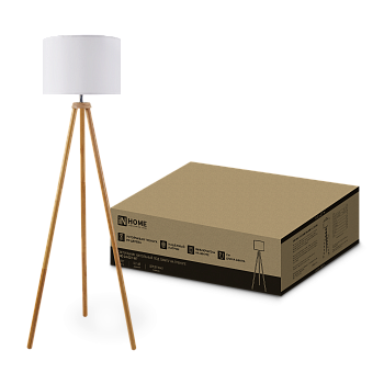 Светильник напольный под лампу ТНО 24-Е27-WT 230В белый абажур, деревянная тренога IN HOME в Уссурийске