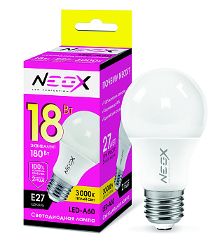 Лампа светодиодная LED-A60 18Вт 230В Е27 3000К 1440Лм NEOX в Уссурийске