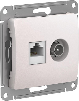 Розетка двойная ТВ+компьютерная RJ45, категории 5Е Glossa SE перламутр в Уссурийске