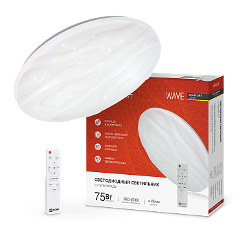 Светильник светодиодный COMFORT WAVE 75Вт 230В 3000-6500K 6000Лм 490x85мм с пультом ДУ IN HOME в Уссурийске