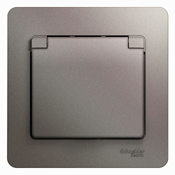 Розетка одинарная Glossa SE со шторками с крышкой с заземлением платина в сборе в Уссурийске