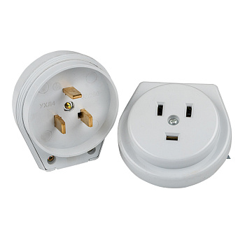 Разъем РШ-ВШ 32А 250В 2P+PE (СУ) пластиковый белый EKF PROxima в Уссурийске