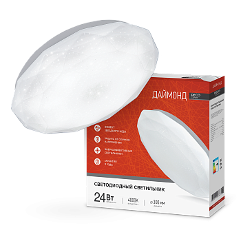 Светильник светодиодный серии DECO ДАЙМОНД 24Вт 230В 4000К 2160Лм 330х55мм IN HOME в Уссурийске