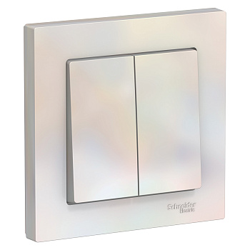 Выключатель двухклавишный AtlasDesign SE жемчуг в сборе в Уссурийске