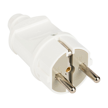 Вилка прямая с заземлением белая 16А 250В EKF PROxima в Уссурийске