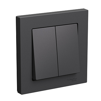 Выключатель двухклавишный AtlasDesign SE базальт в сборе в Уссурийске