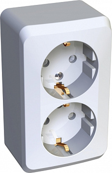 Розетка двойная ЭТЮД SE накладная со шторками с заземлением белая в Уссурийске