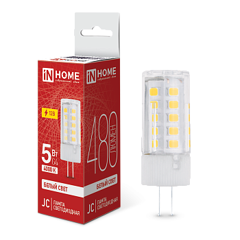 Лампа светодиодная LED-JC 5Вт 12В G4 4000К 480Лм IN HOME в Уссурийске