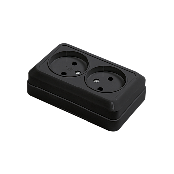 Розетка двойная BOLLETO черная накладная 7102B IN HOME в Уссурийске