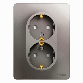Розетка двойная Glossa SE с заземлением со шторками платина в сборе в Уссурийске