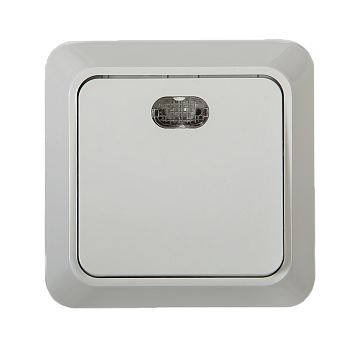 Выключатель одноклавишный с подсветкой BOLLETO белый накладной 7121 IN HOME в Уссурийске