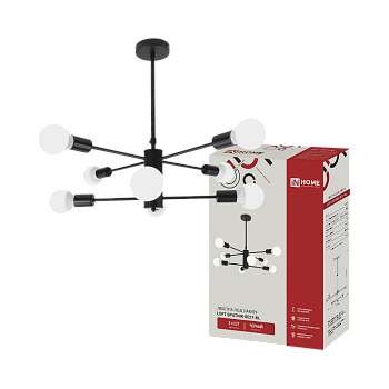 Светильник потолочный под лампу LOFT SPUTNIK-8E27-BL 8хЕ27 черный IN HOME в Уссурийске