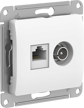 Розетка двойная ТВ+компьютерная RJ45, категории 5Е Glossa SE белая в Уссурийске