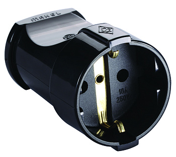 Штепсель MAKEL с заземлением черный в Уссурийске