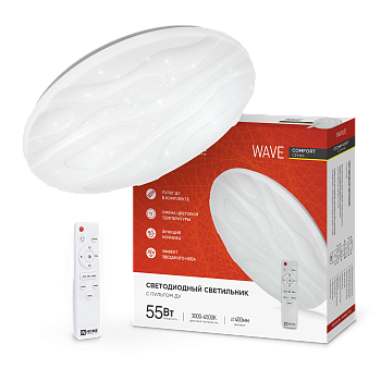 Светильник светодиодный COMFORT WAVE 55Вт 230В 3000-6500K 4400Лм 400x75мм с пультом ДУ IN HOME в Уссурийске