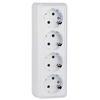 Рим Розетка 4-местная 16А с заземлением белая EKF в Уссурийске