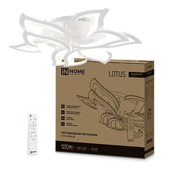 Светильник светодиодный ELEGANT LOTUS 120Вт 230В 3000-6500K 8400Лм 810х700х120мм c пультом ДУ белый IN HOME в Уссурийске
