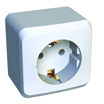 Розетка одинарная ЭТЮД SE накладная с заземлением белая в Уссурийске